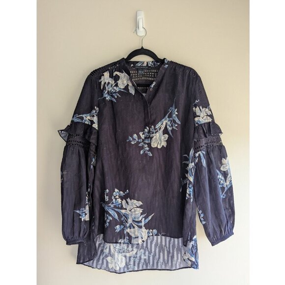 French Connection Ellette Mix Frill Sleeve Womens Blouse - Picture 3 of 13